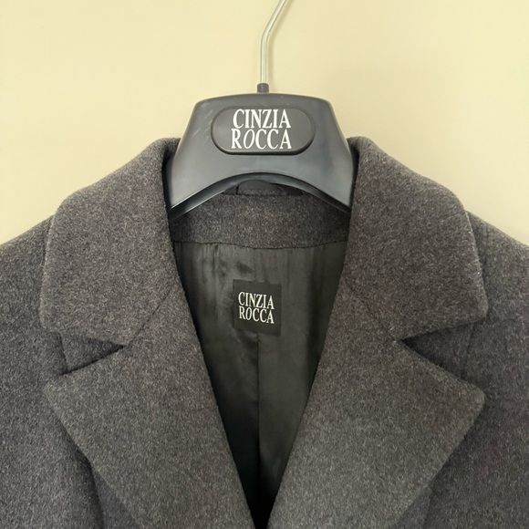 Elegant Cinzia Rocca Charcoal Grey Long Dress Coat, Overcoat Size 4 - Picture 5 of 15